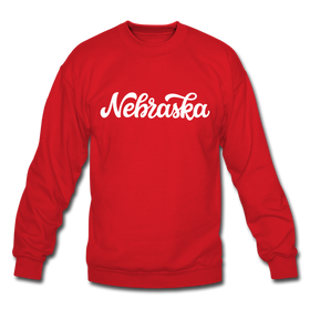 Nebraska Sweatshirt - Hand Lettered Nebraska Crewneck Sweatshirt - red
