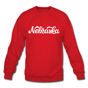 Nebraska Sweatshirt - Hand Lettered Nebraska Crewneck Sweatshirt - red