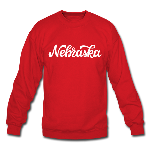 Nebraska Sweatshirt - Hand Lettered Nebraska Crewneck Sweatshirt - red