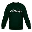 Nebraska Sweatshirt - Hand Lettered Nebraska Crewneck Sweatshirt - forest green