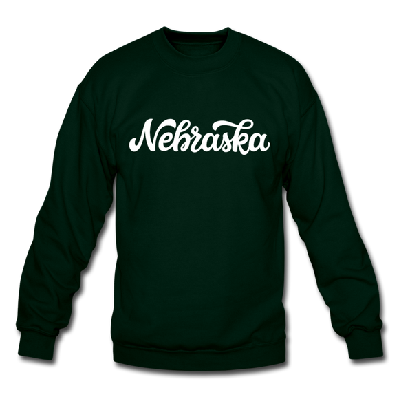 Nebraska Sweatshirt - Hand Lettered Nebraska Crewneck Sweatshirt - forest green
