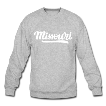 Missouri Sweatshirt - Hand Lettered Missouri Crewneck Sweatshirt - heather gray