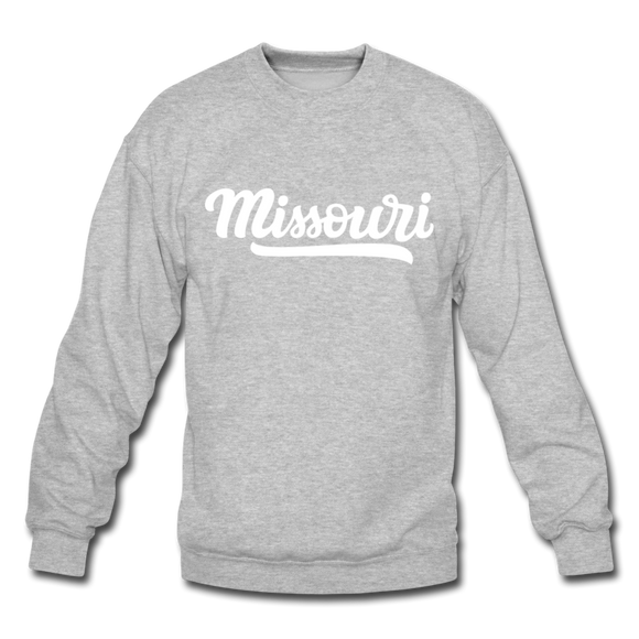 Missouri Sweatshirt - Hand Lettered Missouri Crewneck Sweatshirt - heather gray