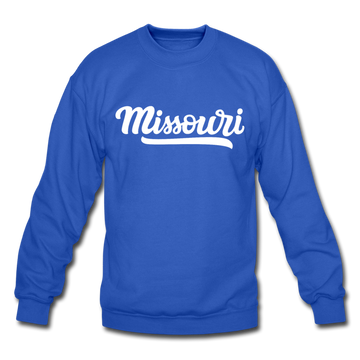 Missouri Sweatshirt - Hand Lettered Missouri Crewneck Sweatshirt - royal blue