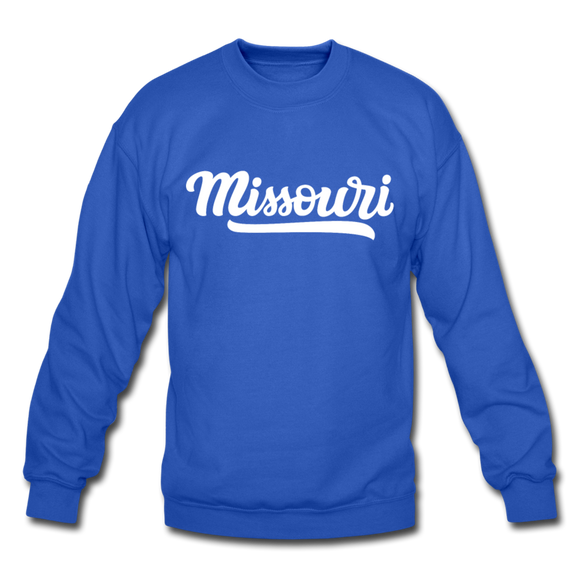 Missouri Sweatshirt - Hand Lettered Missouri Crewneck Sweatshirt - royal blue
