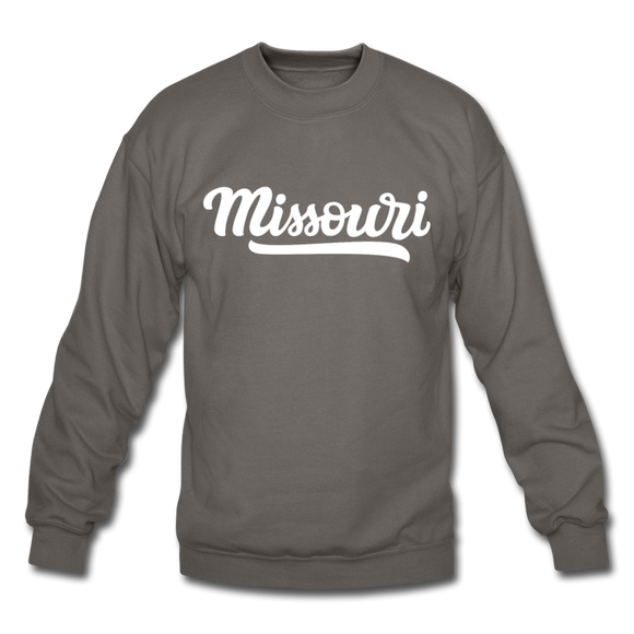 Missouri Sweatshirt - Hand Lettered Missouri Crewneck Sweatshirt - asphalt gray