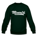 Missouri Sweatshirt - Hand Lettered Missouri Crewneck Sweatshirt - forest green