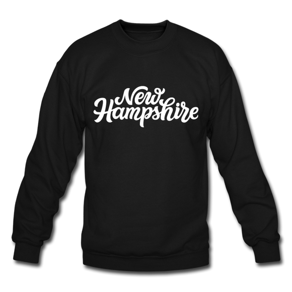 New Hampshire Sweatshirt - Hand Lettered New Hampshire Crewneck Sweatshirt - black