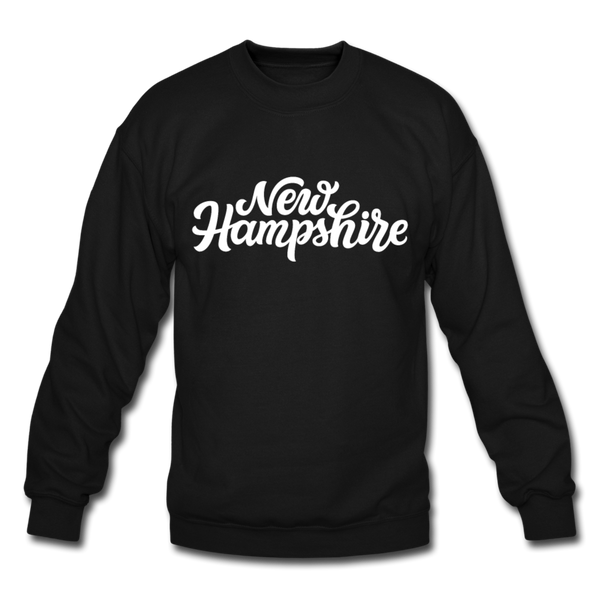 New Hampshire Sweatshirt - Hand Lettered New Hampshire Crewneck Sweatshirt - black