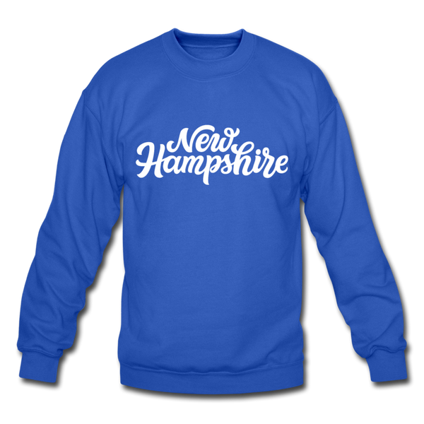 New Hampshire Sweatshirt - Hand Lettered New Hampshire Crewneck Sweatshirt - royal blue