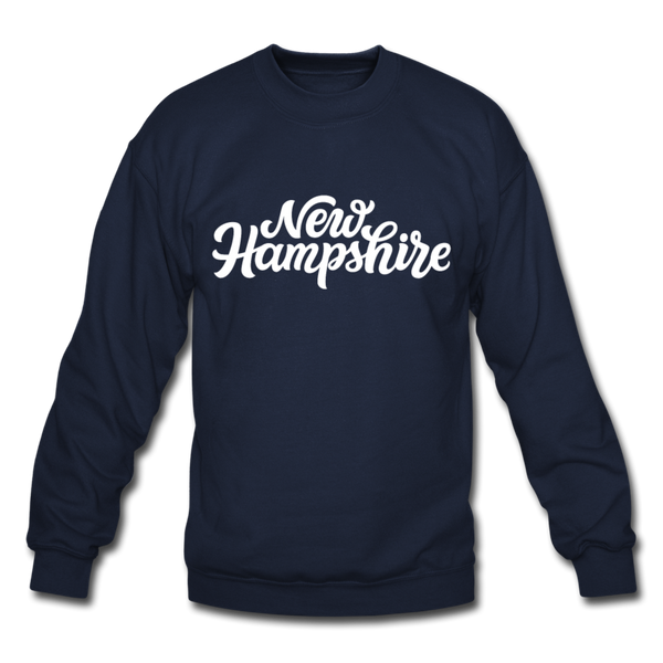 New Hampshire Sweatshirt - Hand Lettered New Hampshire Crewneck Sweatshirt - navy