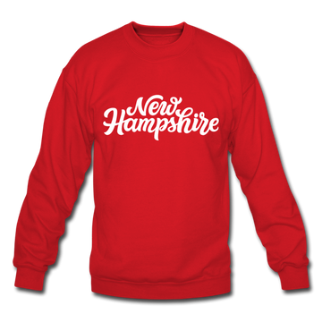 New Hampshire Sweatshirt - Hand Lettered New Hampshire Crewneck Sweatshirt - red