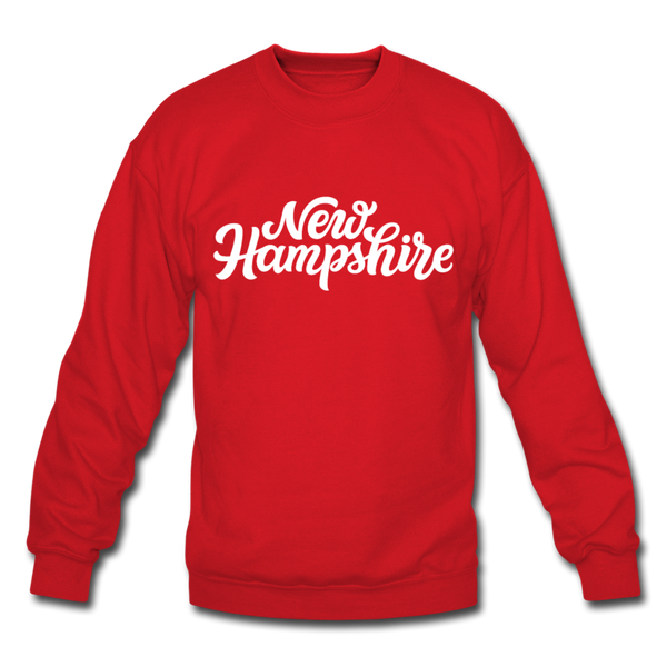 New Hampshire Sweatshirt - Hand Lettered New Hampshire Crewneck Sweatshirt - red