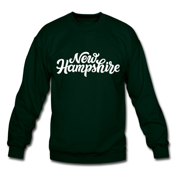 New Hampshire Sweatshirt - Hand Lettered New Hampshire Crewneck Sweatshirt - forest green