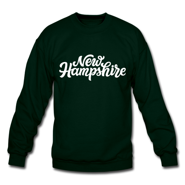 New Hampshire Sweatshirt - Hand Lettered New Hampshire Crewneck Sweatshirt - forest green