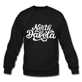 North Dakota Sweatshirt - Hand Lettered North Dakota Crewneck Sweatshirt - black