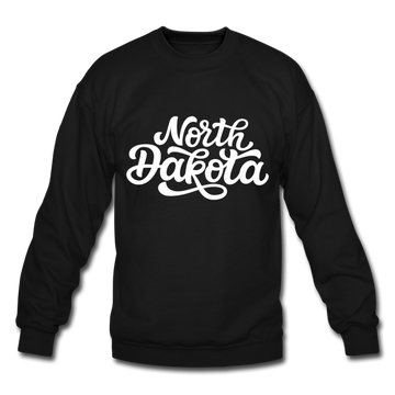 North Dakota Sweatshirt - Hand Lettered North Dakota Crewneck Sweatshirt - black