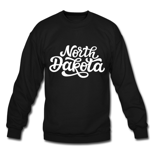 North Dakota Sweatshirt - Hand Lettered North Dakota Crewneck Sweatshirt - black