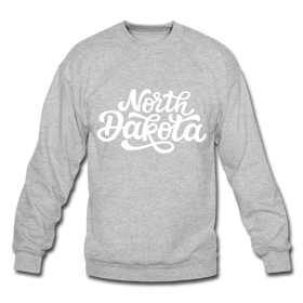 North Dakota Sweatshirt - Hand Lettered North Dakota Crewneck Sweatshirt - heather gray