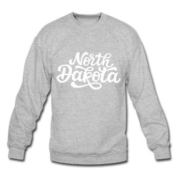 North Dakota Sweatshirt - Hand Lettered North Dakota Crewneck Sweatshirt - heather gray