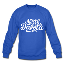 North Dakota Sweatshirt - Hand Lettered North Dakota Crewneck Sweatshirt - royal blue