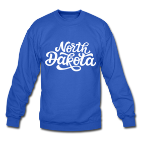 North Dakota Sweatshirt - Hand Lettered North Dakota Crewneck Sweatshirt - royal blue