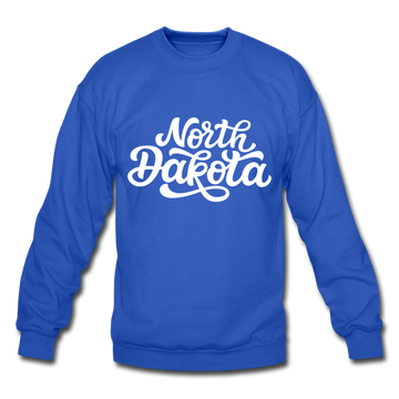 North Dakota Sweatshirt - Hand Lettered North Dakota Crewneck Sweatshirt - royal blue