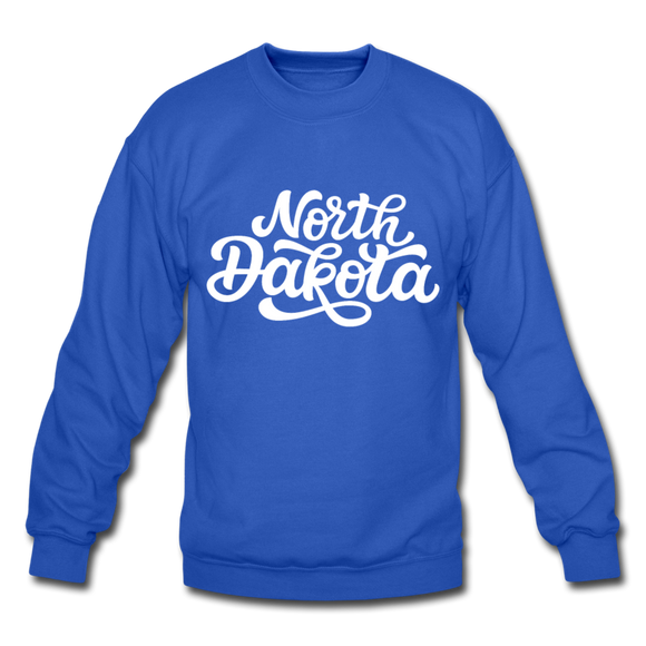 North Dakota Sweatshirt - Hand Lettered North Dakota Crewneck Sweatshirt - royal blue