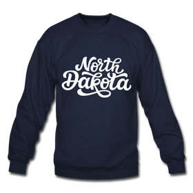 North Dakota Sweatshirt - Hand Lettered North Dakota Crewneck Sweatshirt - navy