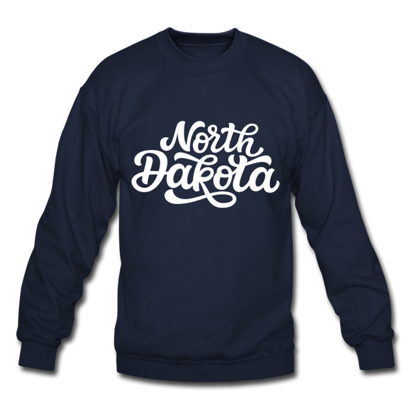 North Dakota Sweatshirt - Hand Lettered North Dakota Crewneck Sweatshirt - navy