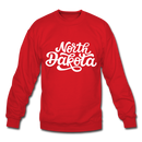 North Dakota Sweatshirt - Hand Lettered North Dakota Crewneck Sweatshirt - red