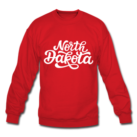 North Dakota Sweatshirt - Hand Lettered North Dakota Crewneck Sweatshirt - red