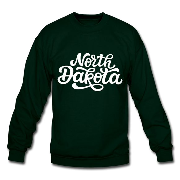 North Dakota Sweatshirt - Hand Lettered North Dakota Crewneck Sweatshirt - forest green