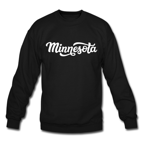 Minnesota Sweatshirt - Hand Lettered Minnesota Crewneck Sweatshirt - black