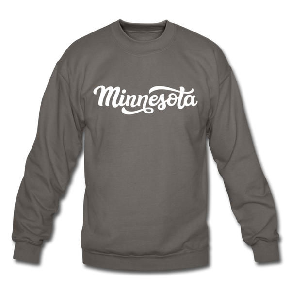 Minnesota Sweatshirt - Hand Lettered Minnesota Crewneck Sweatshirt - asphalt gray