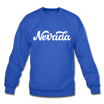 Nevada Sweatshirt - Hand Lettered Nevada Crewneck Sweatshirt - royal blue