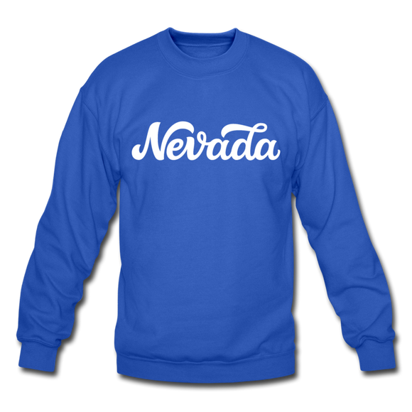 Nevada Sweatshirt - Hand Lettered Nevada Crewneck Sweatshirt - royal blue