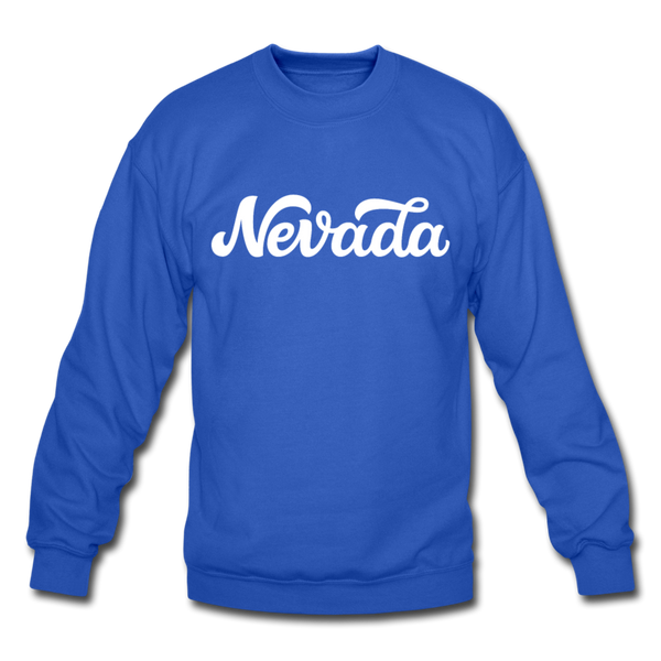 Nevada Sweatshirt - Hand Lettered Nevada Crewneck Sweatshirt - royal blue