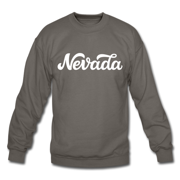 Nevada Sweatshirt - Hand Lettered Nevada Crewneck Sweatshirt - asphalt gray