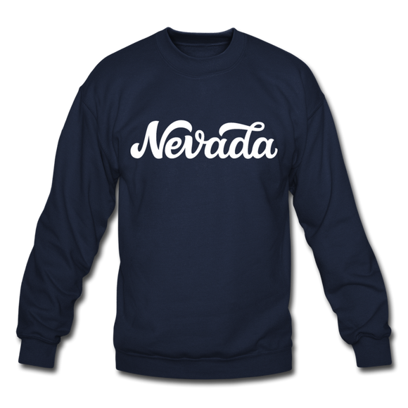 Nevada Sweatshirt - Hand Lettered Nevada Crewneck Sweatshirt - navy