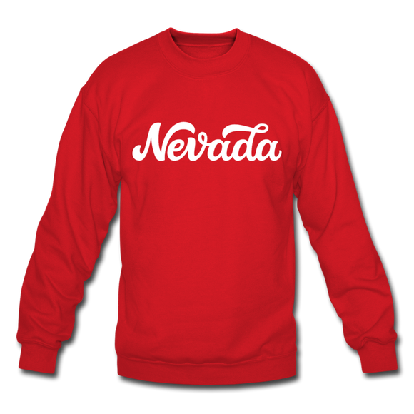 Nevada Sweatshirt - Hand Lettered Nevada Crewneck Sweatshirt - red