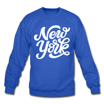 New York Sweatshirt - Hand Lettered New York Crewneck Sweatshirt - royal blue