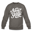 New York Sweatshirt - Hand Lettered New York Crewneck Sweatshirt - asphalt gray