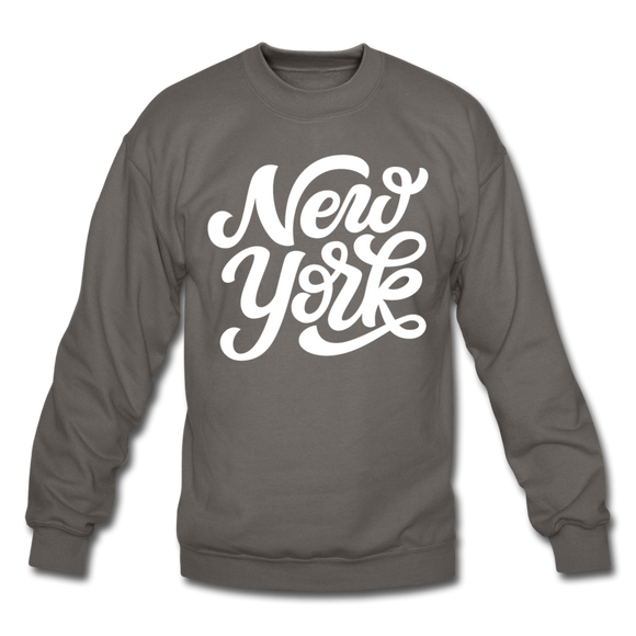 New York Sweatshirt - Hand Lettered New York Crewneck Sweatshirt - asphalt gray