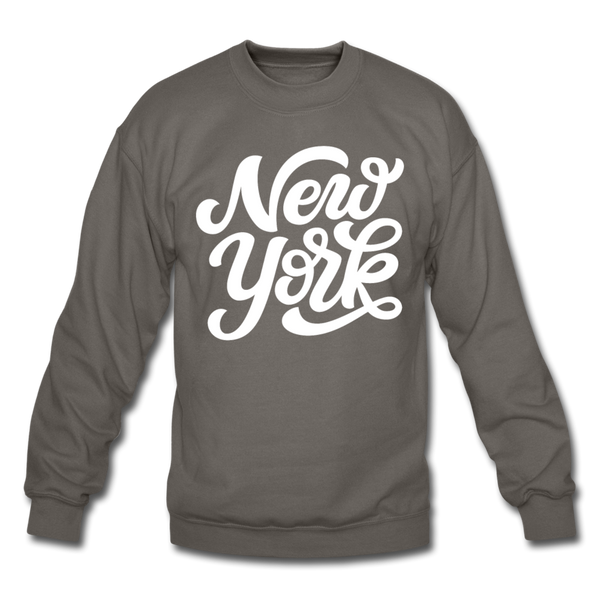 New York Sweatshirt - Hand Lettered New York Crewneck Sweatshirt - asphalt gray