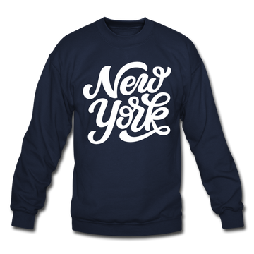 New York Sweatshirt - Hand Lettered New York Crewneck Sweatshirt - navy