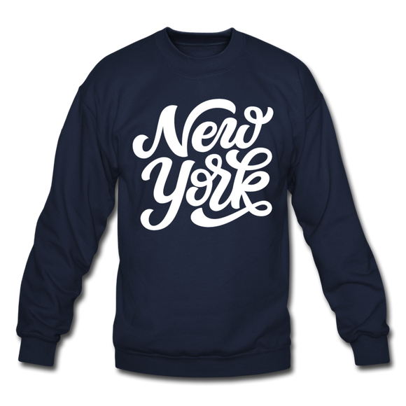 New York Sweatshirt - Hand Lettered New York Crewneck Sweatshirt - navy