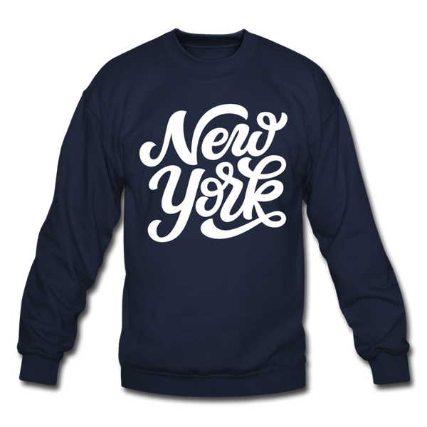 New York Sweatshirt - Hand Lettered New York Crewneck Sweatshirt - navy