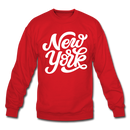 New York Sweatshirt - Hand Lettered New York Crewneck Sweatshirt - red