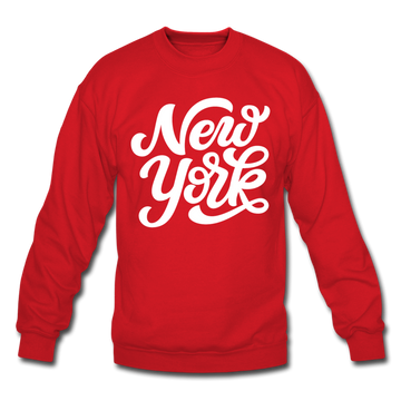 New York Sweatshirt - Hand Lettered New York Crewneck Sweatshirt - red